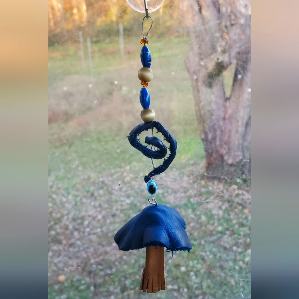 Hand made hanging leather Mushroom